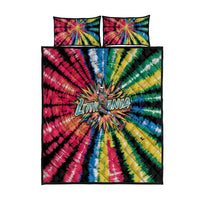 Lithuania Tie Dye Basketball Quilt Bed Set with Skeleton Dunk Graphic and Retro Colors - Wonder Print Shop