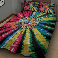 Lithuania Tie Dye Basketball Quilt Bed Set with Skeleton Dunk Graphic and Retro Colors - Wonder Print Shop