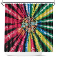 Lithuania Tie Dye Basketball Shower Curtain with Skeleton Dunk Graphic and Retro Colors - Wonder Print Shop