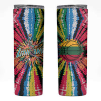 Lithuania Tie Dye Basketball Skinny Tumbler with Skeleton Dunk Graphic and Retro Colors - Wonder Print Shop