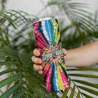 Lithuania Tie Dye Basketball Skinny Tumbler with Skeleton Dunk Graphic and Retro Colors - Wonder Print Shop