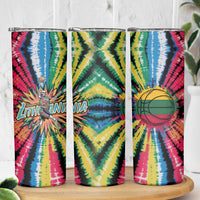 Lithuania Tie Dye Basketball Skinny Tumbler with Skeleton Dunk Graphic and Retro Colors - Wonder Print Shop