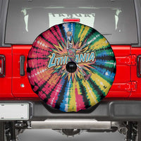 Lithuania Tie Dye Basketball Spare Tire Cover with Skeleton Dunk Graphic and Retro Colors - Wonder Print Shop