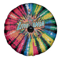 Lithuania Tie Dye Basketball Spare Tire Cover with Skeleton Dunk Graphic and Retro Colors - Wonder Print Shop