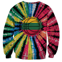 Lithuania Tie Dye Basketball Sweatshirt with Skeleton Dunk Graphic and Retro Colors - Wonder Print Shop