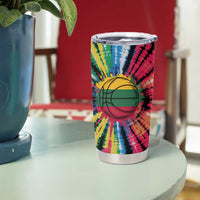 Lithuania Tie Dye Basketball Tumbler Cup with Skeleton Dunk Graphic and Retro Colors - Wonder Print Shop