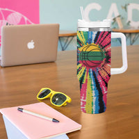 Lithuania Tie Dye Basketball Tumbler With Handle with Skeleton Dunk Graphic and Retro Colors - Wonder Print Shop