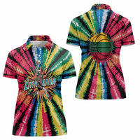 Lithuania Tie Dye Basketball Women Polo Shirt with Skeleton Dunk Graphic and Retro Colors - Wonder Print Shop