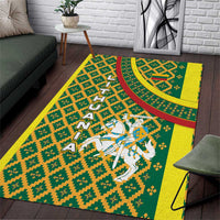 Lithuania Knight Pattern Area Rug with Traditional Green Yellow Red Design and Vytis Emblem - Wonder Print Shop