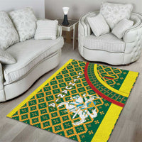 Lithuania Knight Pattern Area Rug with Traditional Green Yellow Red Design and Vytis Emblem - Wonder Print Shop