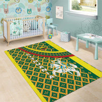Lithuania Knight Pattern Area Rug with Traditional Green Yellow Red Design and Vytis Emblem - Wonder Print Shop