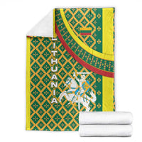 Lithuania Knight Pattern Blanket with Traditional Green Yellow Red Design and Vytis Emblem - Wonder Print Shop