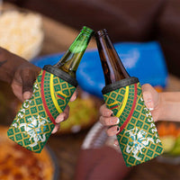 Lithuania Knight Pattern 4 in 1 Can Cooler Tumbler with Traditional Green Yellow Red Design and Vytis Emblem - Wonder Print Shop