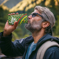 Lithuania Knight Pattern 4 in 1 Can Cooler Tumbler with Traditional Green Yellow Red Design and Vytis Emblem - Wonder Print Shop