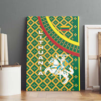 Lithuania Knight Pattern Canvas Wall Art with Traditional Green Yellow Red Design and Vytis Emblem - Wonder Print Shop