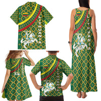 Lithuania Knight Pattern Family Matching Tank Maxi Dress and Hawaiian Shirt with Traditional Green Yellow Red Design and Vytis Emblem - Wonder Print Shop