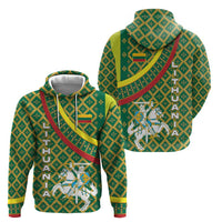 Lithuania Knight Pattern Hoodie with Traditional Green Yellow Red Design and Vytis Emblem - Wonder Print Shop