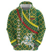 Lithuania Knight Pattern Hoodie with Traditional Green Yellow Red Design and Vytis Emblem - Wonder Print Shop
