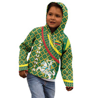 Lithuania Knight Pattern Kid Hoodie with Traditional Green Yellow Red Design and Vytis Emblem - Wonder Print Shop