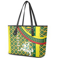 Lithuania Knight Pattern Leather Tote Bag with Traditional Green Yellow Red Design and Vytis Emblem - Wonder Print Shop