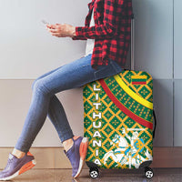 Lithuania Knight Pattern Luggage Cover with Traditional Green Yellow Red Design and Vytis Emblem - Wonder Print Shop