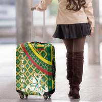 Lithuania Knight Pattern Luggage Cover with Traditional Green Yellow Red Design and Vytis Emblem - Wonder Print Shop