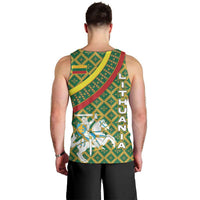 Lithuania Knight Pattern Men Tank Top with Traditional Green Yellow Red Design and Vytis Emblem - Wonder Print Shop