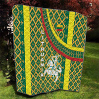 Lithuania Knight Pattern Quilt with Traditional Green Yellow Red Design and Vytis Emblem - Wonder Print Shop