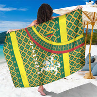 Lithuania Knight Pattern Sarong with Traditional Green Yellow Red Design and Vytis Emblem - Wonder Print Shop