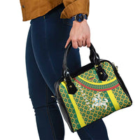 Lithuania Knight Pattern Shoulder Handbag with Traditional Green Yellow Red Design and Vytis Emblem - Wonder Print Shop