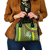 Lithuania Knight Pattern Shoulder Handbag with Traditional Green Yellow Red Design and Vytis Emblem - Wonder Print Shop