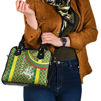 Lithuania Knight Pattern Shoulder Handbag with Traditional Green Yellow Red Design and Vytis Emblem - Wonder Print Shop
