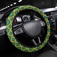 Lithuania Knight Pattern Steering Wheel Cover with Traditional Green Yellow Red Design and Vytis Emblem - Wonder Print Shop