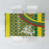 Lithuania Knight Pattern Tablecloth with Traditional Green Yellow Red Design and Vytis Emblem - Wonder Print Shop