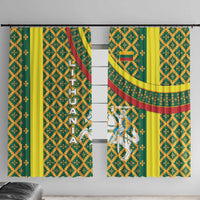 Lithuania Knight Pattern Window Curtain with Traditional Green Yellow Red Design and Vytis Emblem - Wonder Print Shop