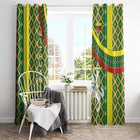 Lithuania Knight Pattern Window Curtain with Traditional Green Yellow Red Design and Vytis Emblem - Wonder Print Shop