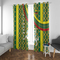 Lithuania Knight Pattern Window Curtain with Traditional Green Yellow Red Design and Vytis Emblem - Wonder Print Shop