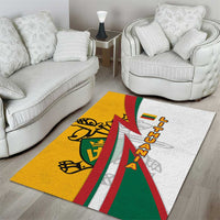 Lithuania Flag Colors Area Rug with Vytis Knight Design and Bold Lightning Motif - Wonder Print Shop