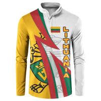 Lithuania Flag Colors Button Sweatshirt with Vytis Knight Design and Bold Lightning Motif - Wonder Print Shop
