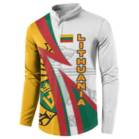 Lithuania Flag Colors Button Sweatshirt with Vytis Knight Design and Bold Lightning Motif - Wonder Print Shop