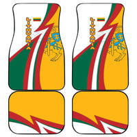 Lithuania Flag Colors Car Mats with Vytis Knight Design and Bold Lightning Motif - Wonder Print Shop