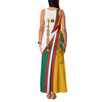 Lithuania Flag Colors Family Matching Tank Maxi Dress and Hawaiian Shirt with Vytis Knight Design and Bold Lightning Motif - Wonder Print Shop