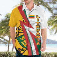Lithuania Flag Colors Hawaiian Shirt with Vytis Knight Design and Bold Lightning Motif - Wonder Print Shop