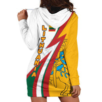 Lithuania Flag Colors Hoodie Dress with Vytis Knight Design and Bold Lightning Motif - Wonder Print Shop