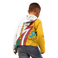 Lithuania Flag Colors Kid Hoodie with Vytis Knight Design and Bold Lightning Motif - Wonder Print Shop