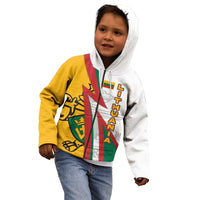 Lithuania Flag Colors Kid Hoodie with Vytis Knight Design and Bold Lightning Motif - Wonder Print Shop
