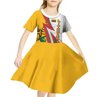Lithuania Flag Colors Kid Short Sleeve Dress with Vytis Knight Design and Bold Lightning Motif - Wonder Print Shop