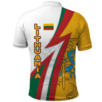 Lithuania Flag Colors Polo Shirt with Vytis Knight Design and Bold Lightning Motif - Wonder Print Shop