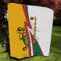 Lithuania Flag Colors Quilt with Vytis Knight Design and Bold Lightning Motif - Wonder Print Shop