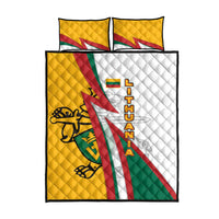 Lithuania Flag Colors Quilt Bed Set with Vytis Knight Design and Bold Lightning Motif - Wonder Print Shop